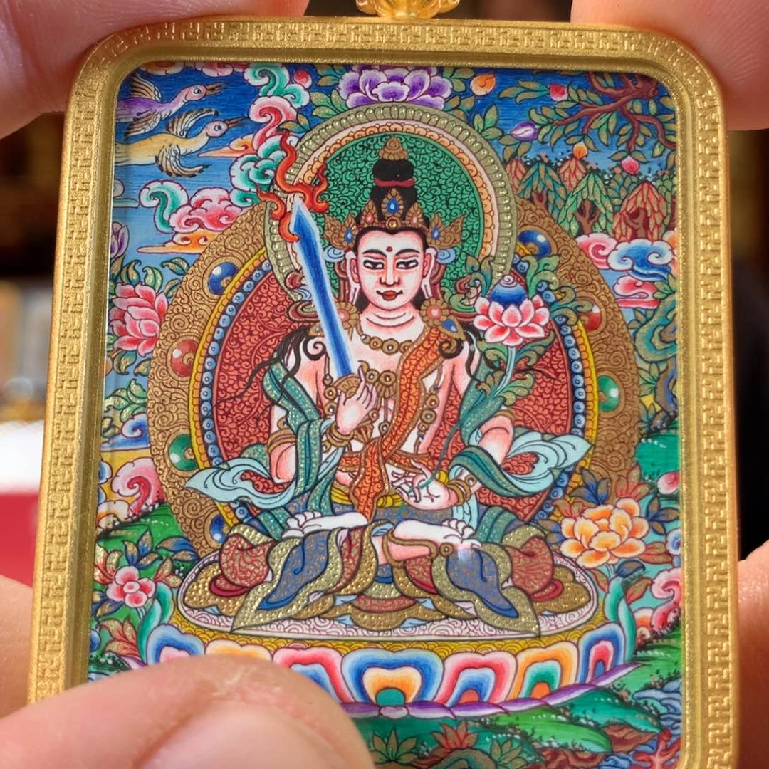 吊坠热贡纯手绘唐卡虚空作品（牛、虎）