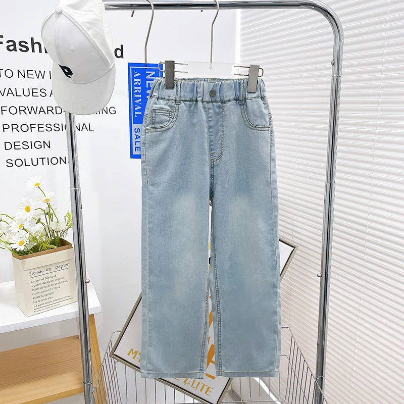 秋季新款女童休闲阔腿牛仔裤儿童春款裤子宽松百搭zb5366简约童品