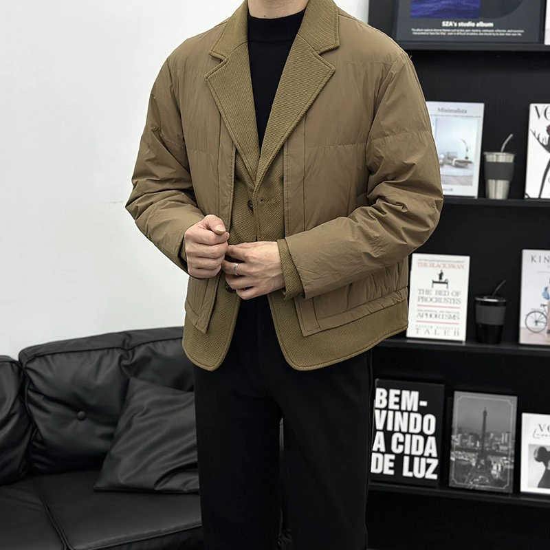 2025年新款商务西装领短款羽绒服男轻薄高级感休闲外套冬季保暖
