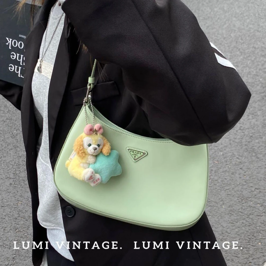 95新 Prada/普拉达 薄荷绿光面牛皮cleo单肩包92014914