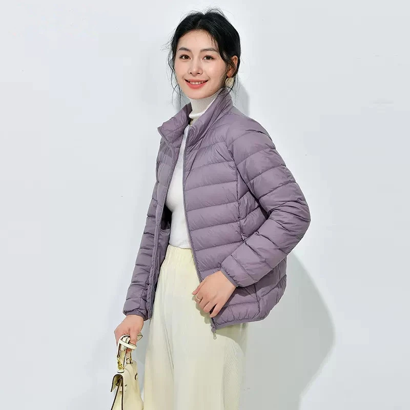 2025年秋冬立领羽绒服轻薄款女式修身大码轻便外套韩板外套