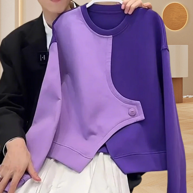 2025春秋季新款小众设计感套头外套财阀千金女装慵懒风宽松卫衣女