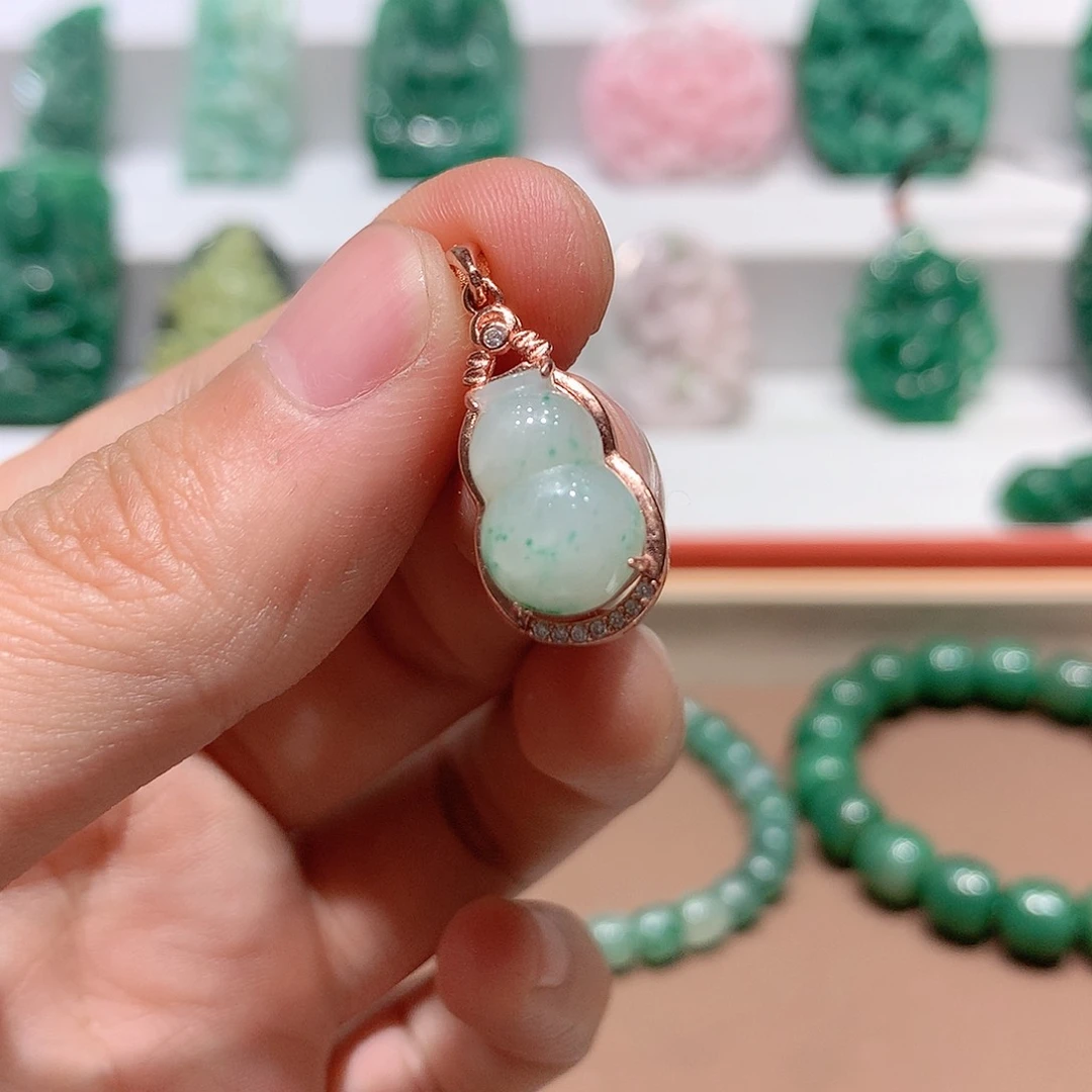 独山玉挂件银S925镶嵌