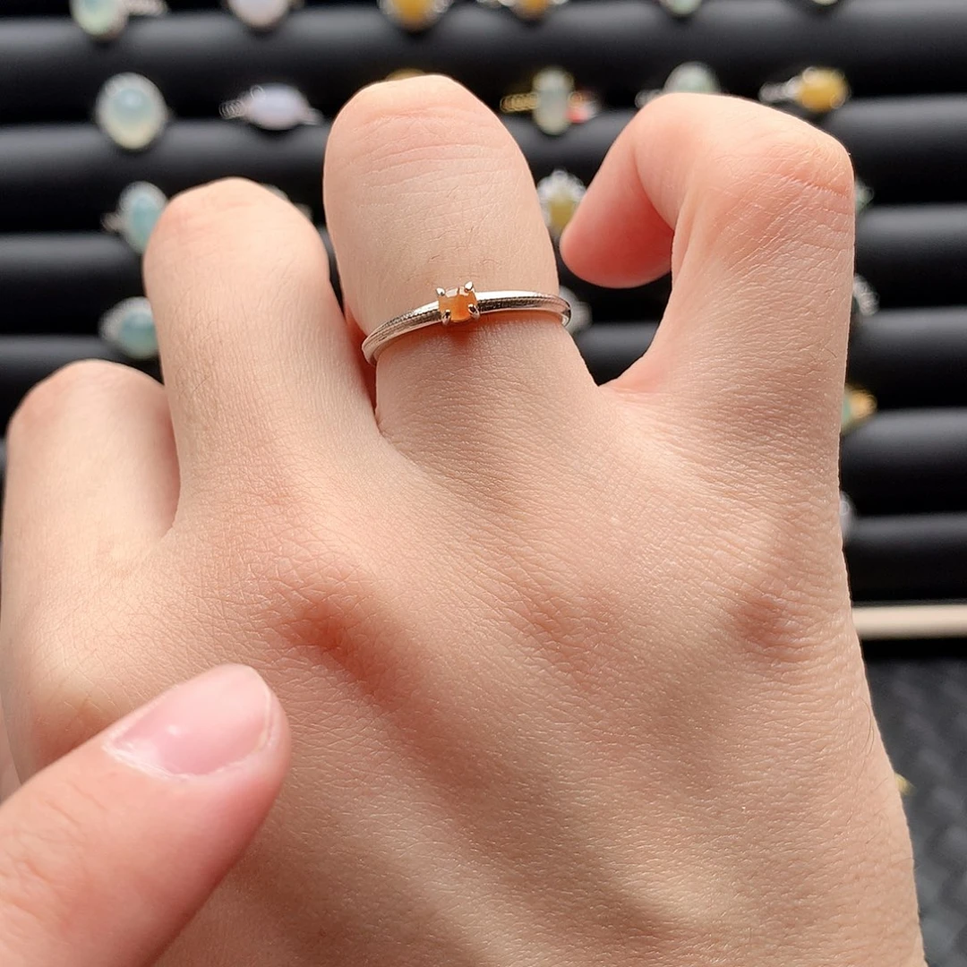 翡翠戒指银S925镶嵌0215