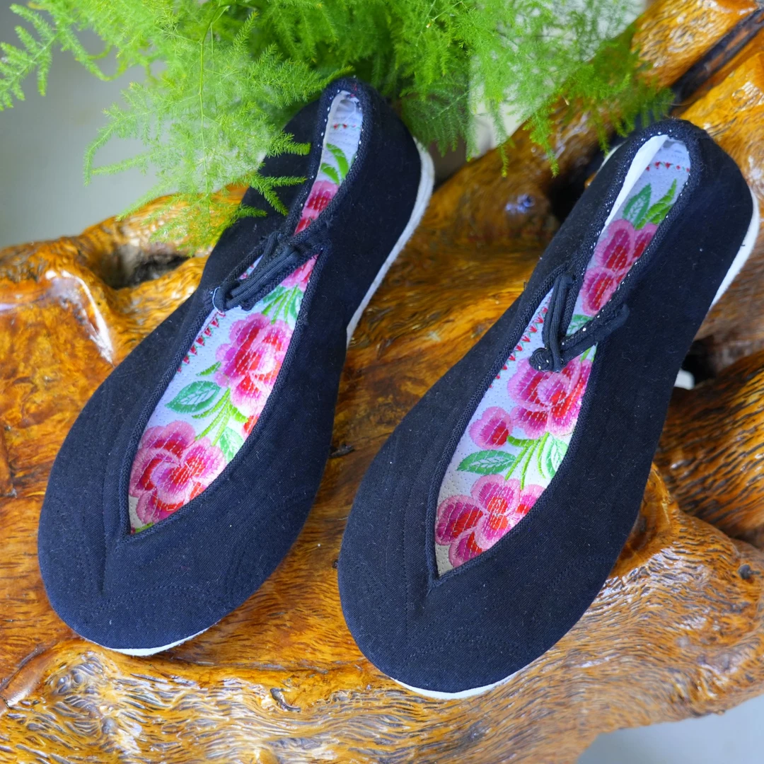 43码黑色灯芯绒男士剪子口软底休闲纯手工布鞋平底老北京布鞋