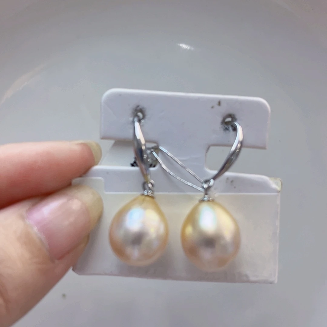 耳饰银S925镶嵌海水珍珠捡漏#福利