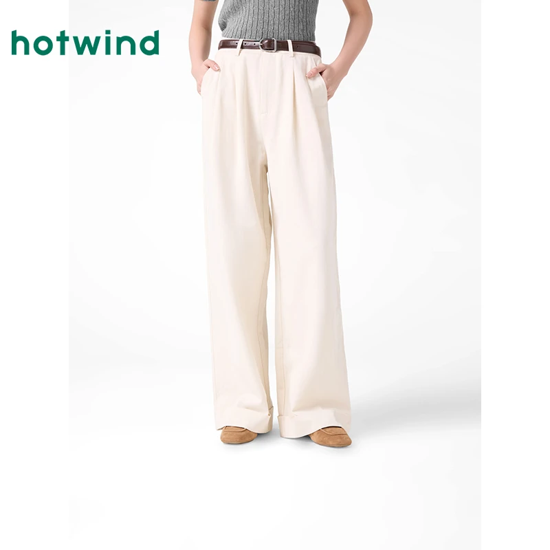 热风2025年春季新款女士通勤时尚宽腿裤F04W25102