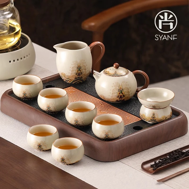 汝窑功夫茶具2025新款高档轻奢家用功夫茶杯办公室年轻人泡茶专用