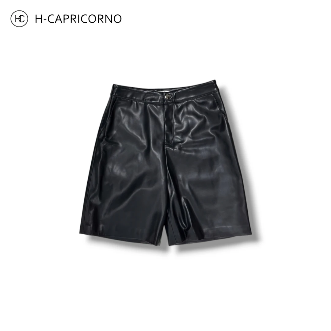 H-CAPRICORNO绵羊皮皮裤真皮短裤高腰设计感百慕皮短裤
