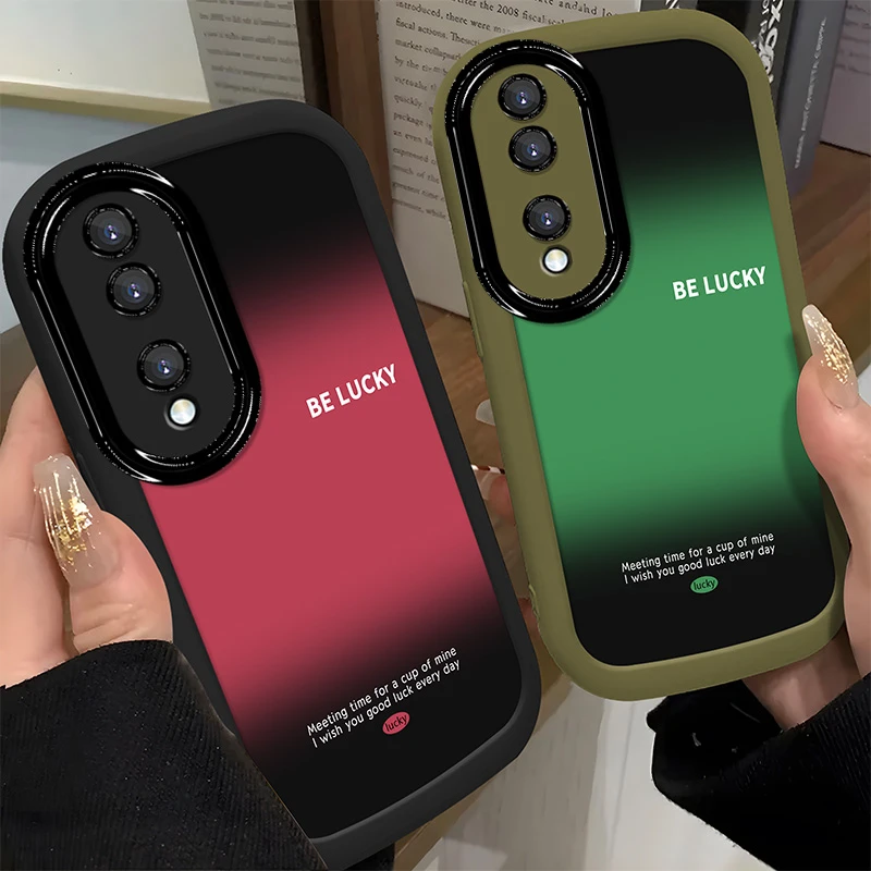 适用于【华为】荣耀90个性潮流粉绿渐变创意新款硅胶泡芙手机壳