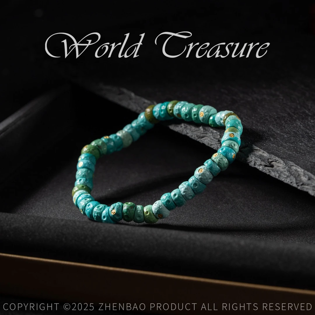 【世间臻宝】传承级·绿松石猪大肠手串/G91/多样性发/6mm+
