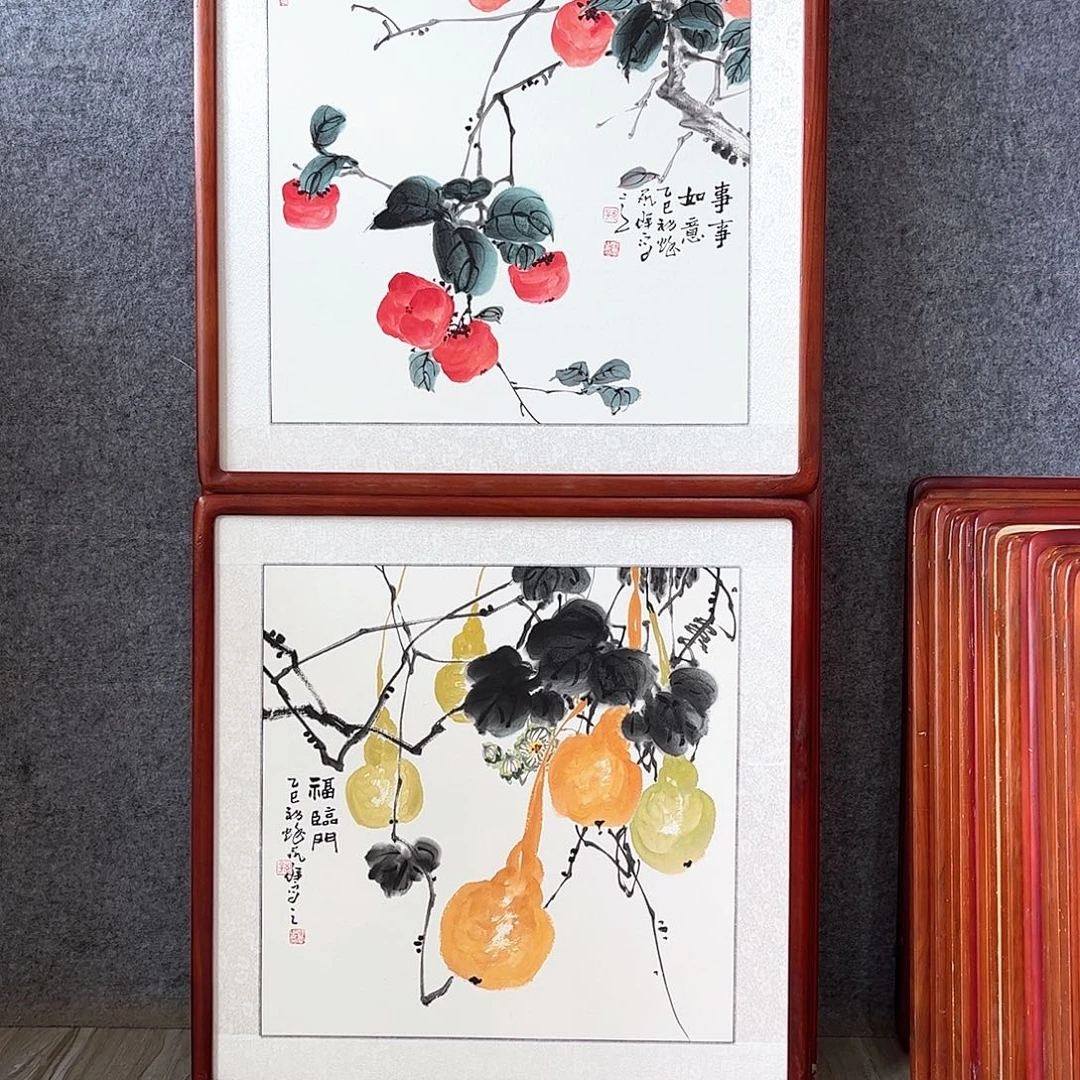 国画书画作品带框63×63