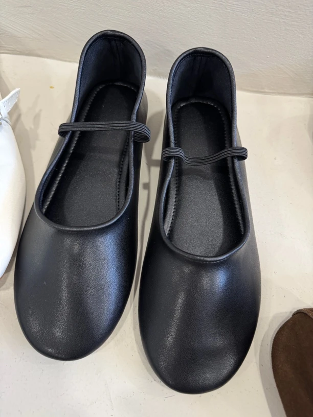 JU YAN【黑森林】0962简约百搭一字带小黑鞋 （内里掉色属正常）