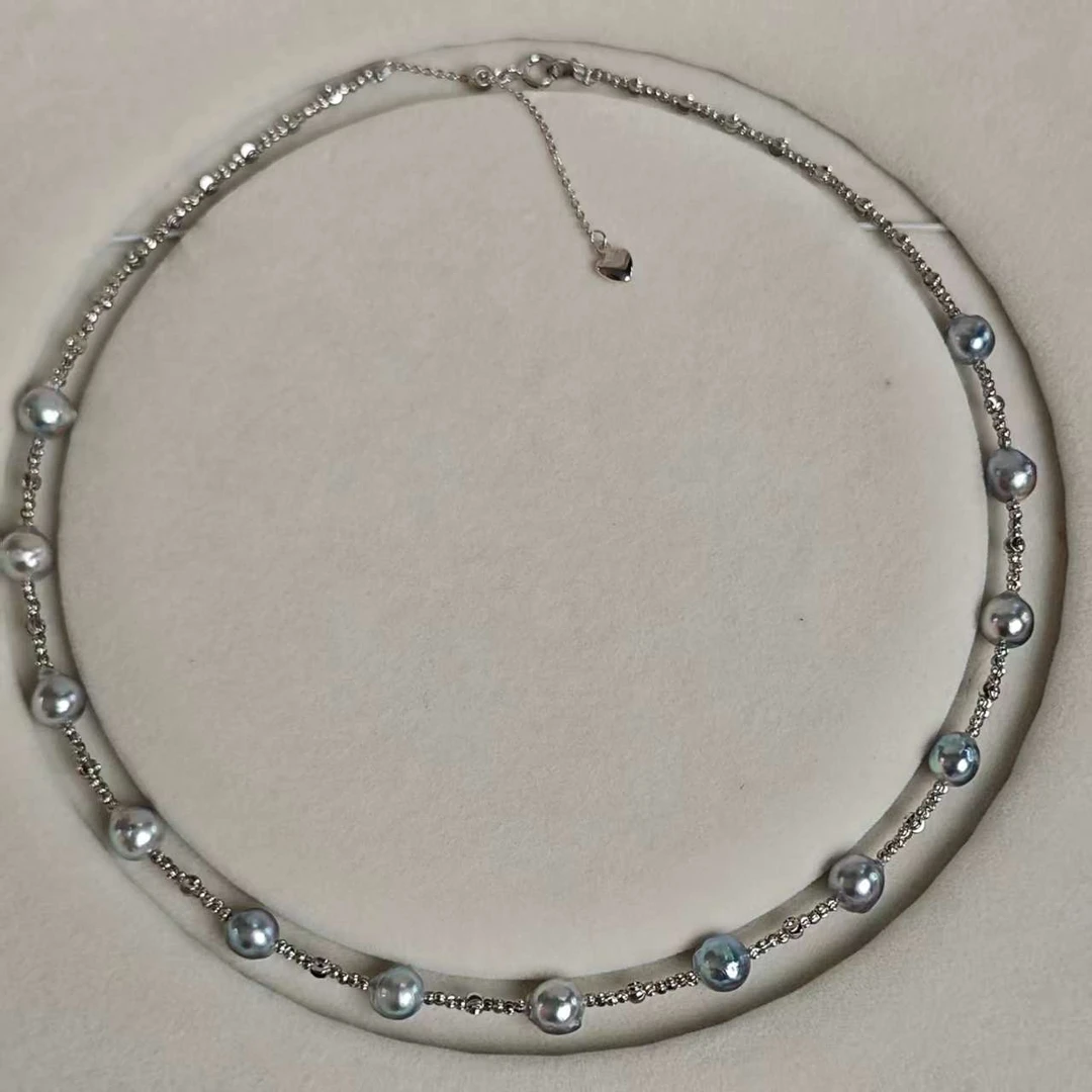 【二姐专属】海水珍珠 真多麻微巴珍珠项链 7-8mm