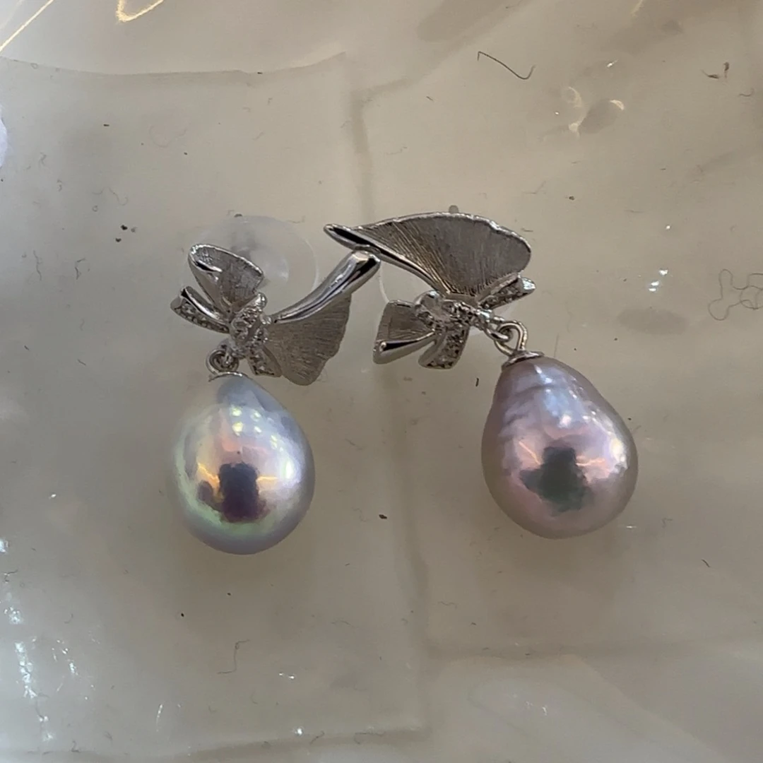 银S925镶嵌淡水珍珠耳饰