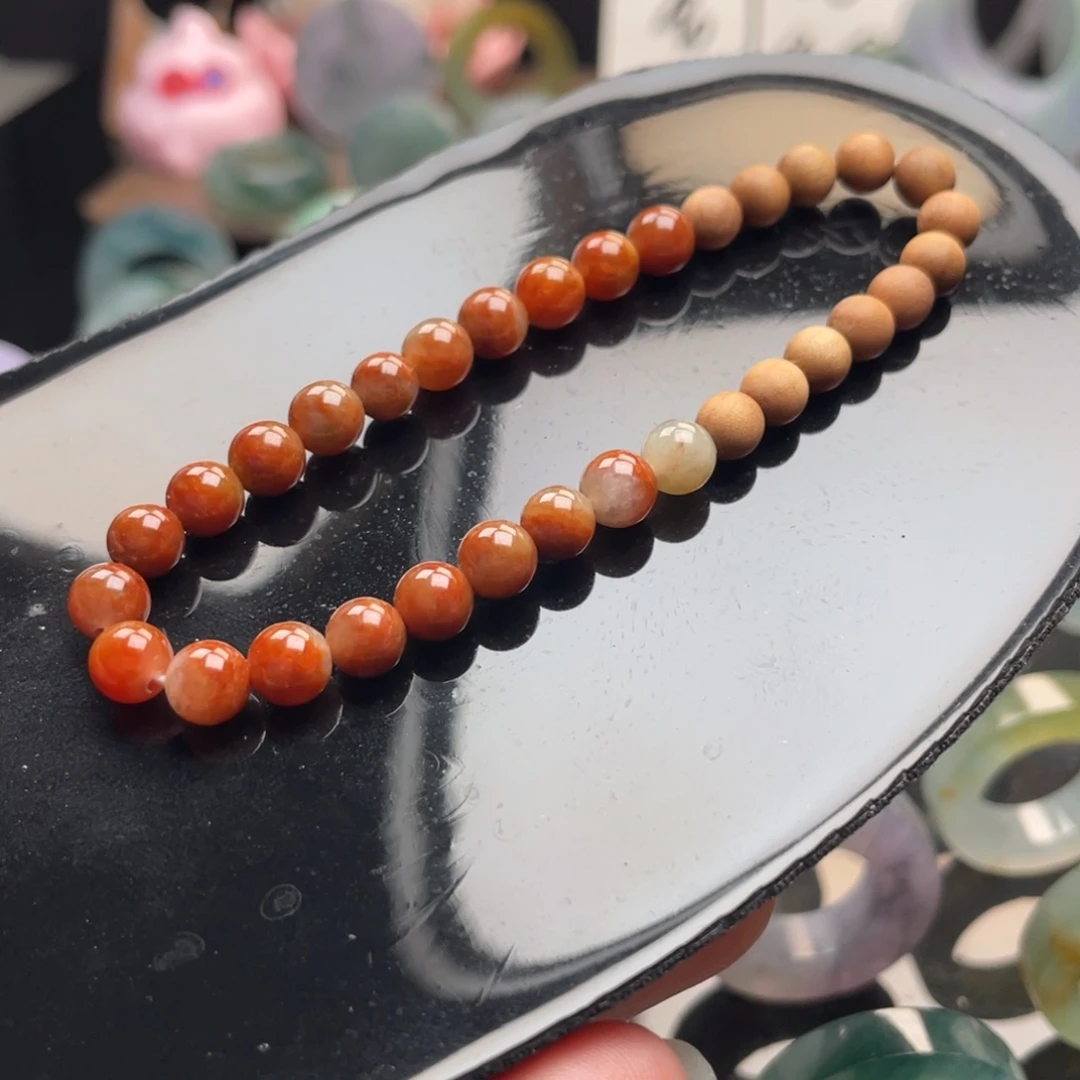 定制翡翠未镶嵌  枫叶手串