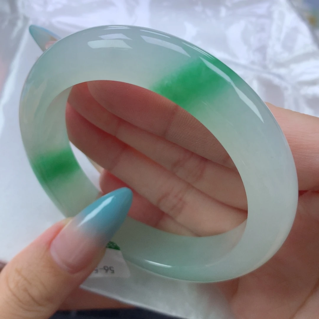 翡翠手镯未镶嵌缅甸天然翡翠A货56