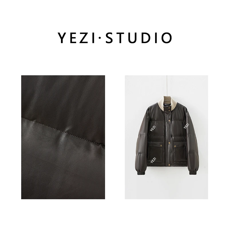 【海德堡】半植糅羊皮+90白鹅绒立领保暖皮鹅绒服皮衣外套25429001