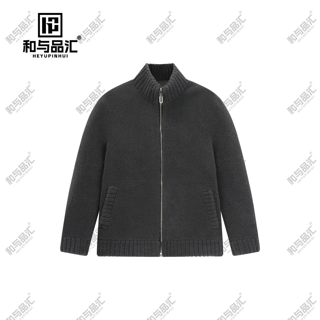 【和与品汇】双面穿立领羊毛男士休闲落肩廓形百搭翻领宽松不起球