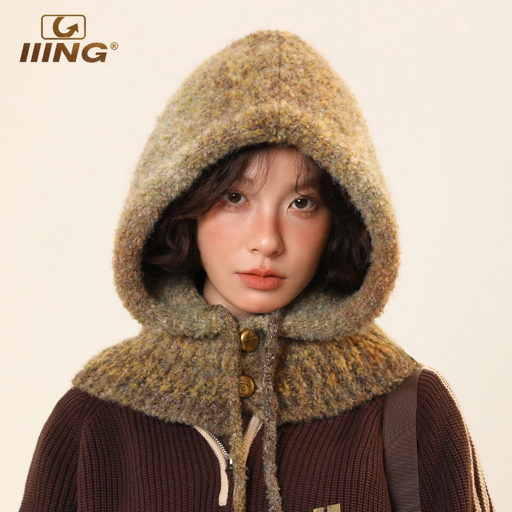 IIING帽控 扎染巴拉克拉法帽男女秋冬保暖护耳帽子围巾一体含羊毛