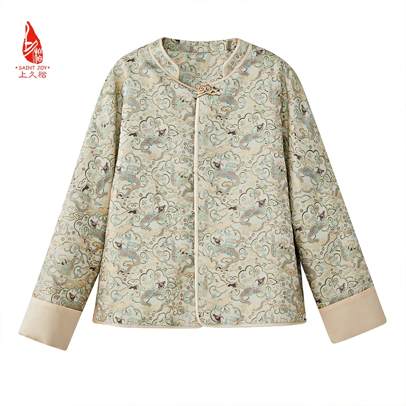 上久楷女式宋锦外套 中式上衣 复古 牛首龙纹 CY1024207052