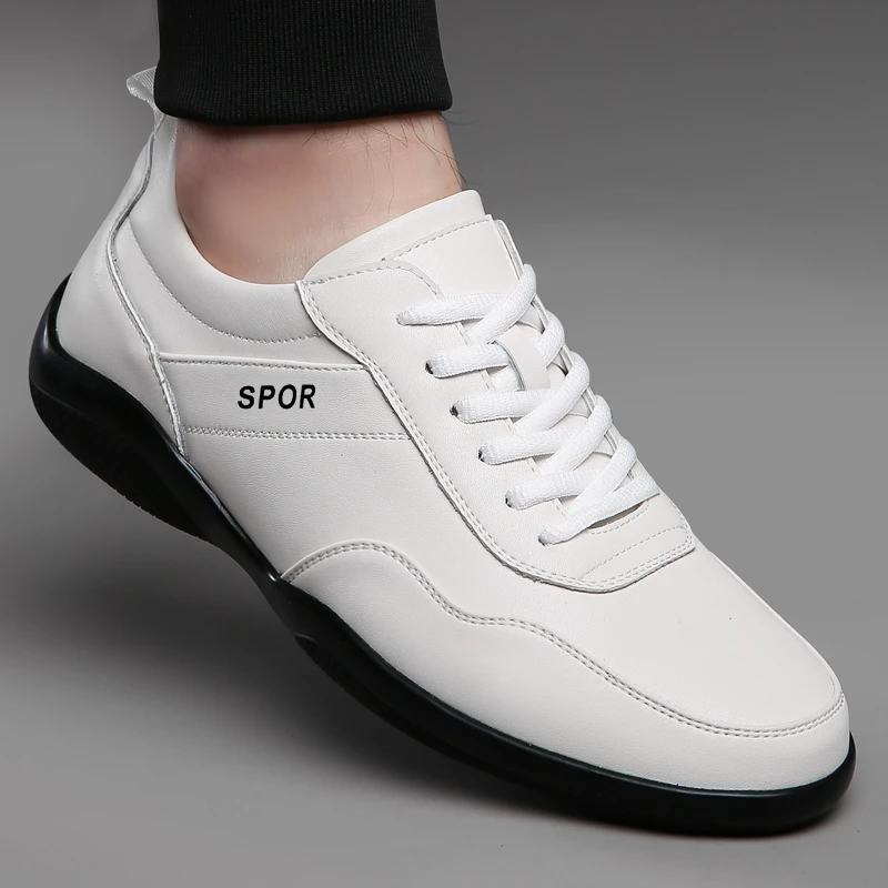 真皮休闲皮鞋透气男士运动休闲百搭轻便白色防滑单鞋软底韩版男鞋