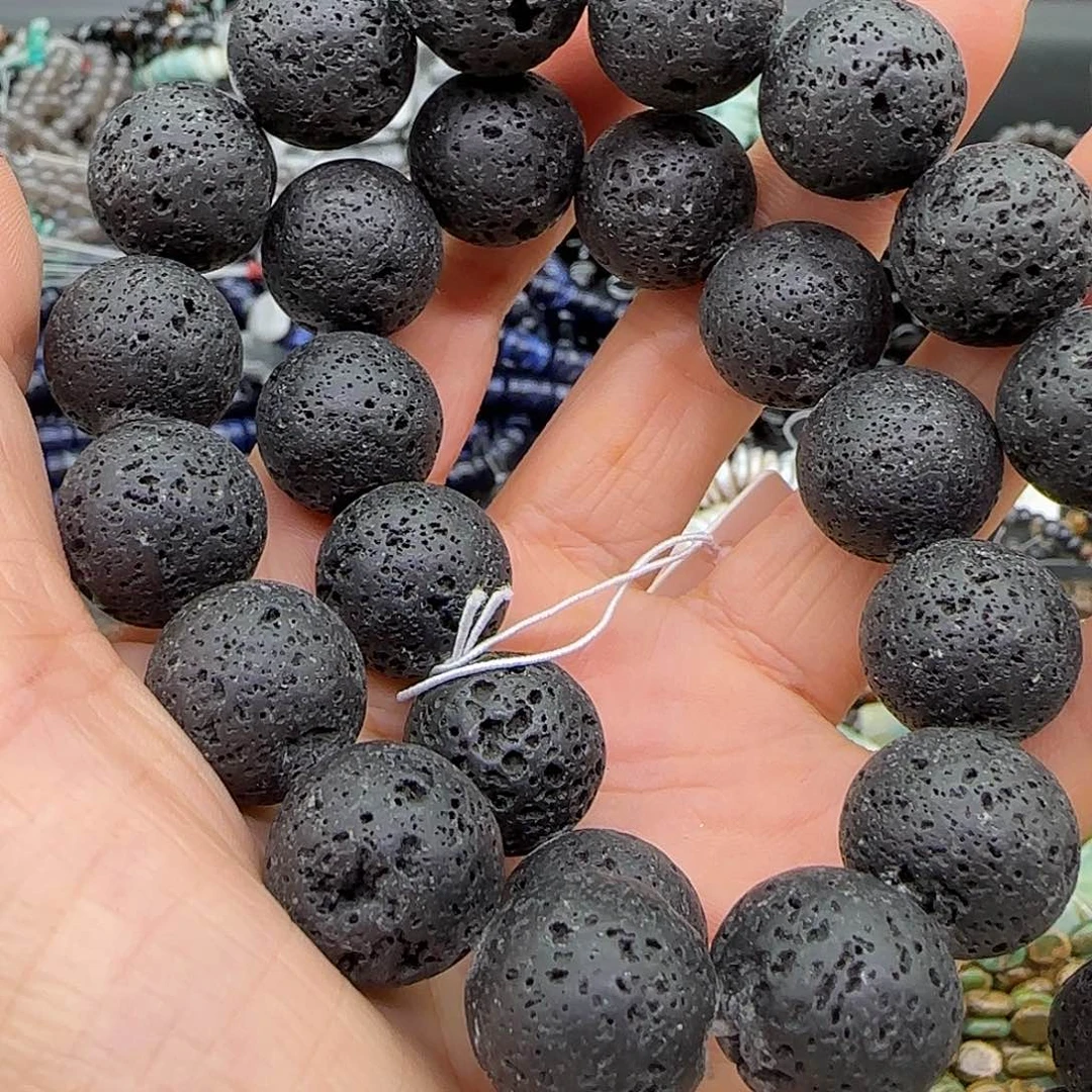 玛瑙/玉髓合金珠宝半成品火山石16mm一条