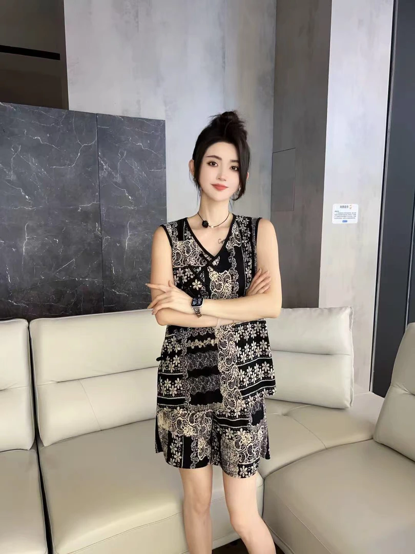 夏季新款复古国风盘扣透气舒适可外穿家居服