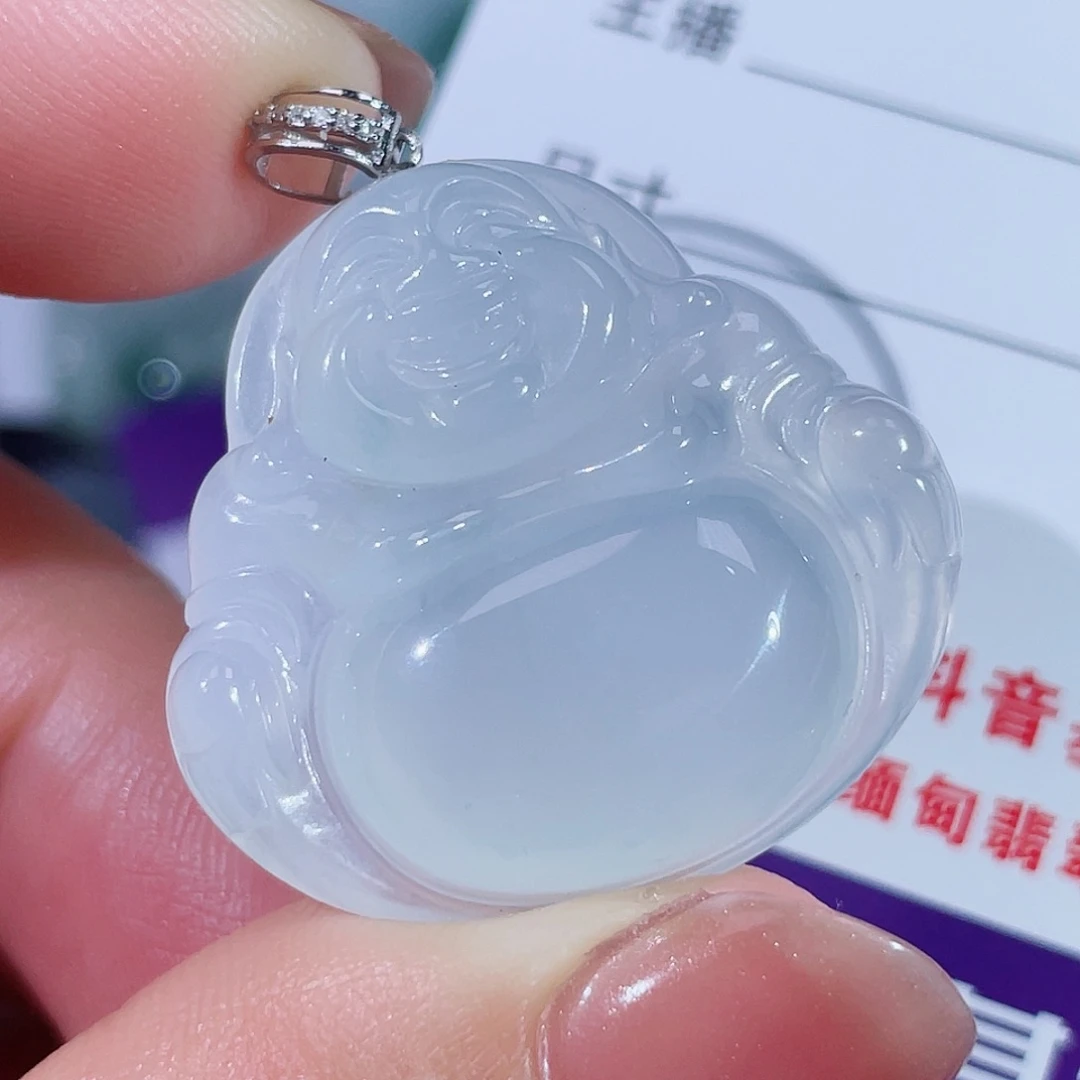 翡翠18K金镶嵌颈饰佛公