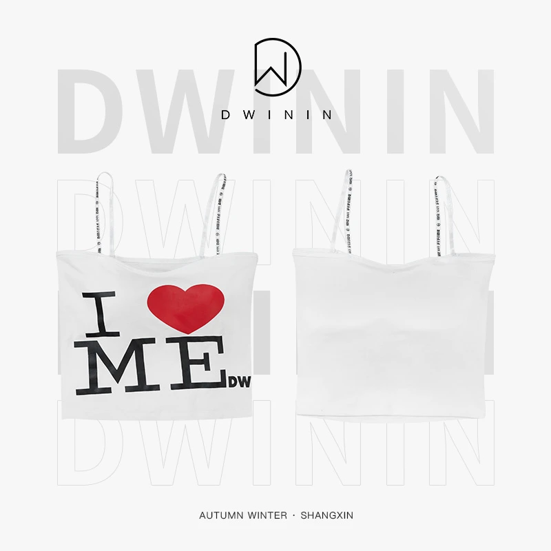 个性印花设计感春夏吊带背心带胸垫内搭95棉美背女上衣IN1545