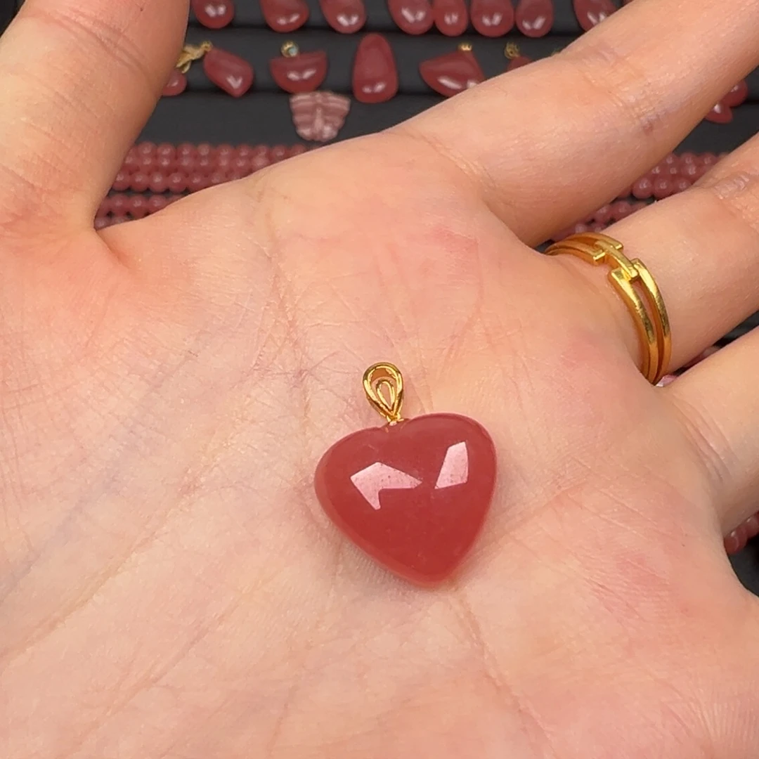 菱锰矿（红纹石）18K金镶嵌手绳