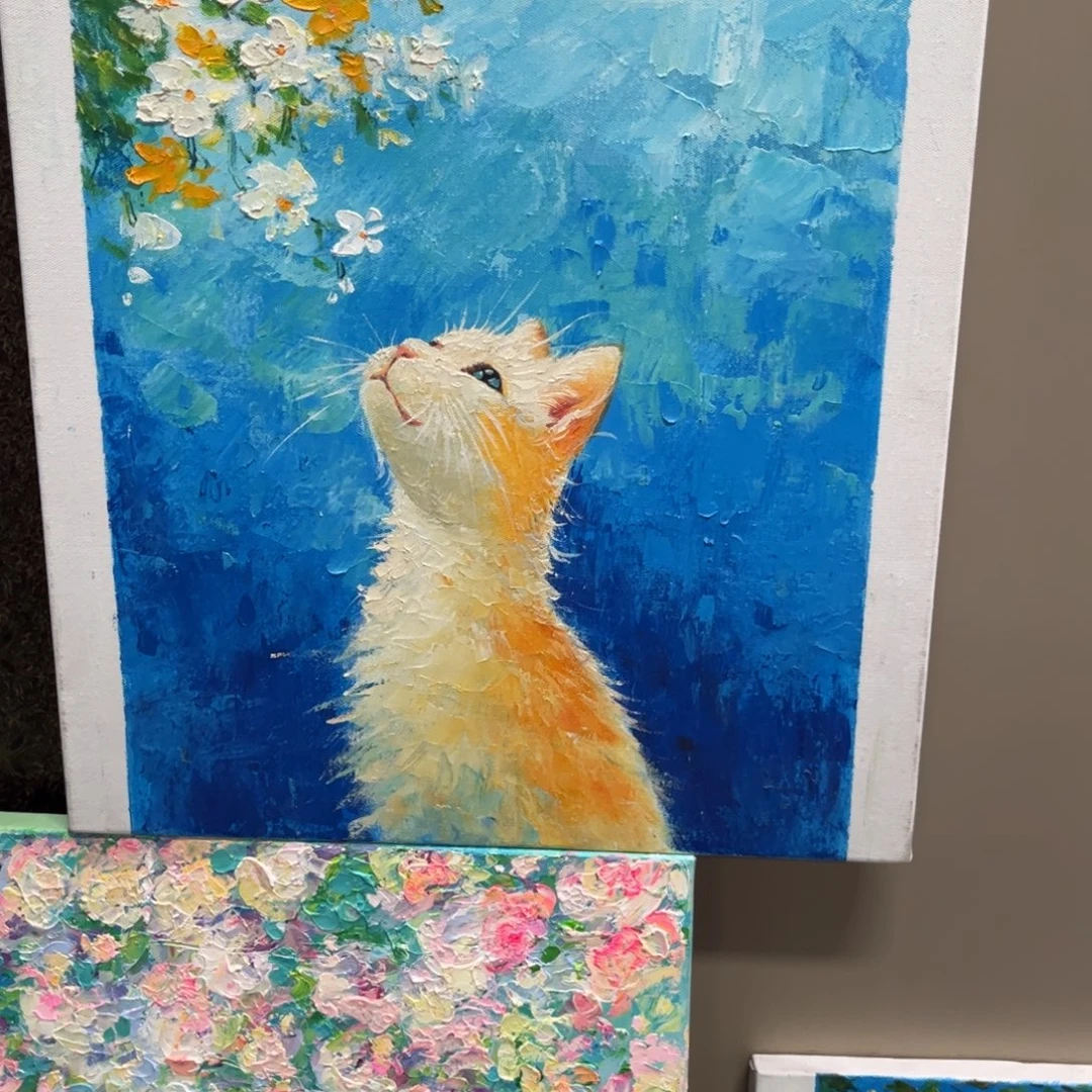 爱***猫油画猫咪纯手绘油画