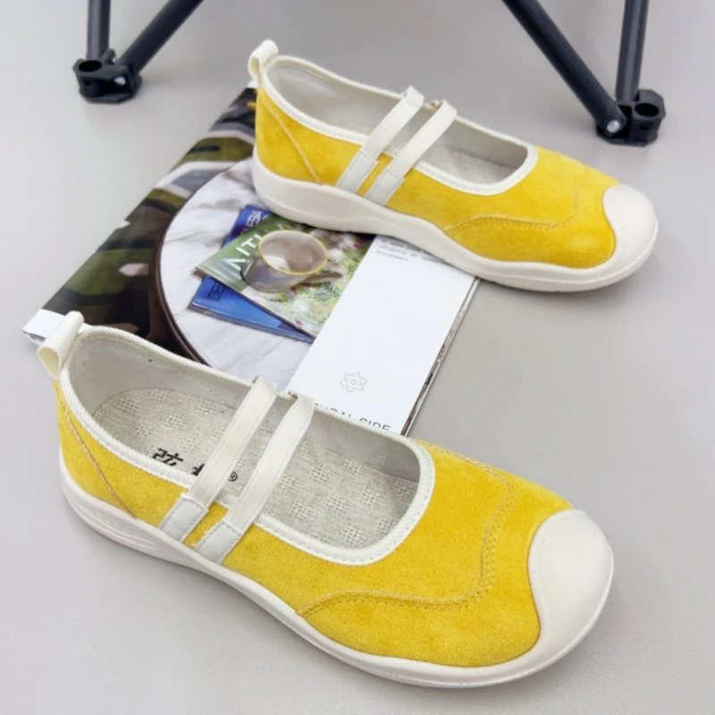 新款夏季妈妈单鞋休闲布鞋2025双带德训鞋复古玛丽珍女鞋透气单鞋