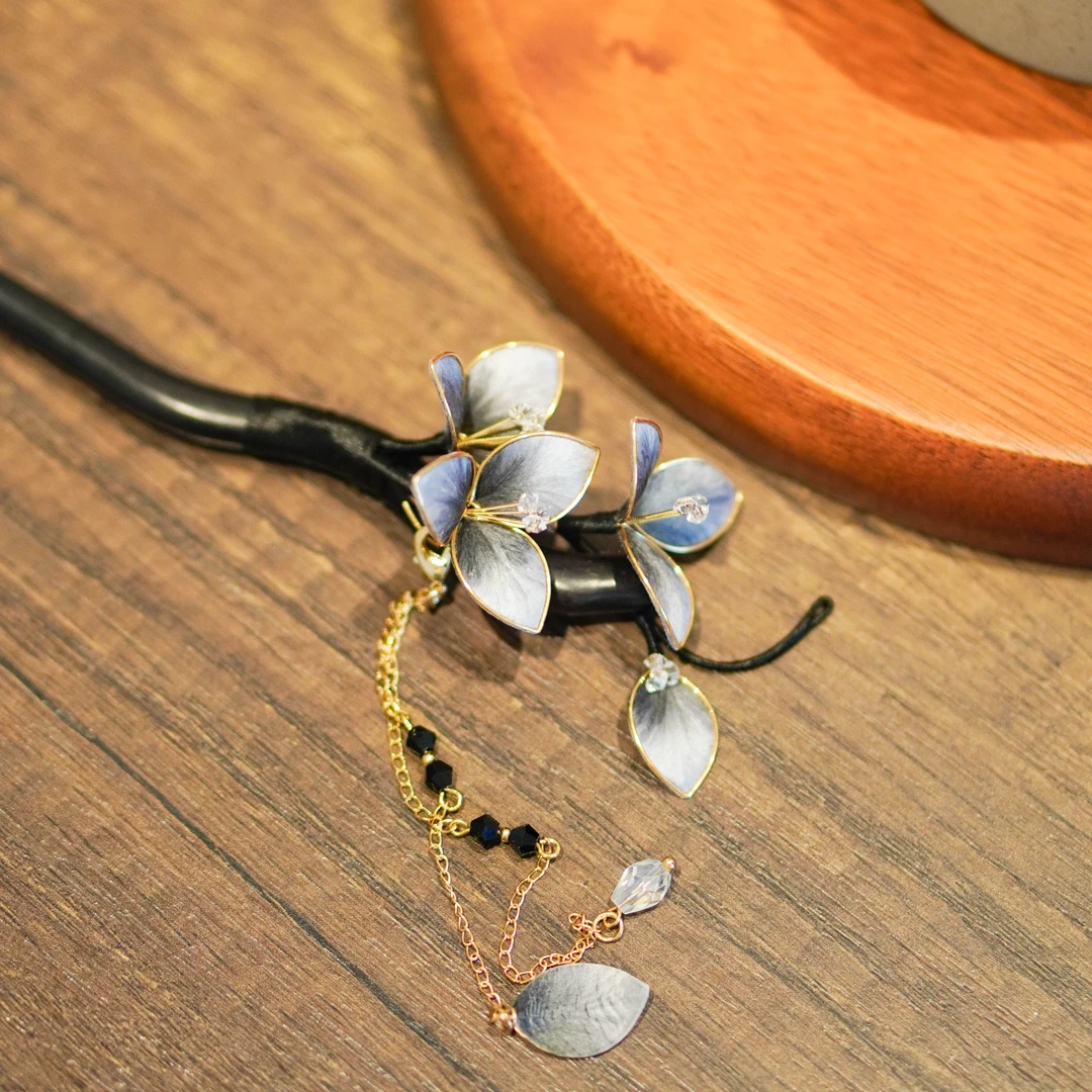 【墨影】绒花手工发簪