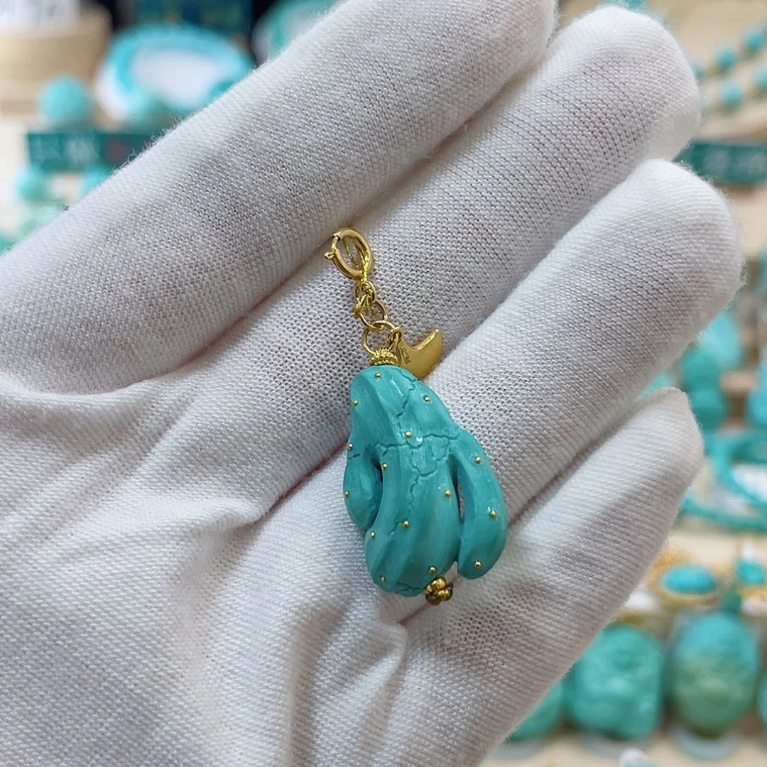 绿松石珠宝奇石18K金镶嵌