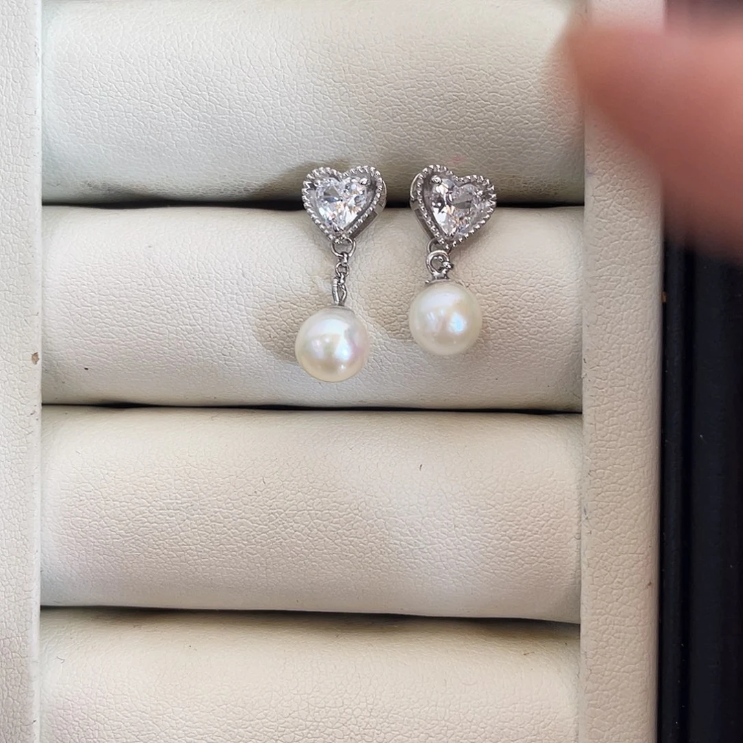 耳饰银S925镶嵌海水珍珠