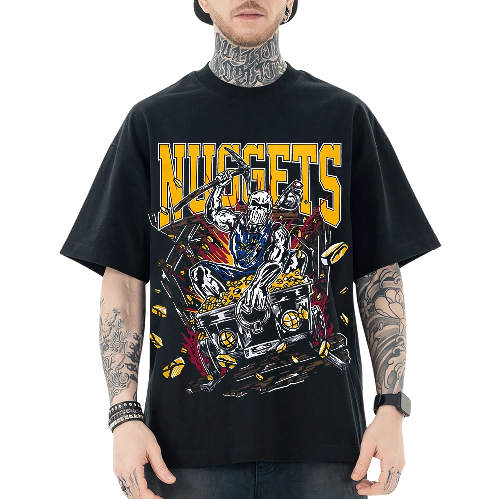 丹佛掘金美式篮球重磅短袖