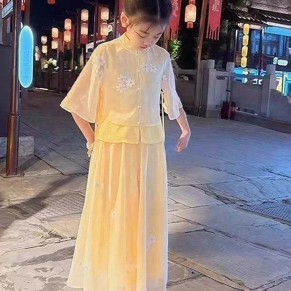 中国风女2025夏民族汉服刺绣女童仙气夏装复古古装