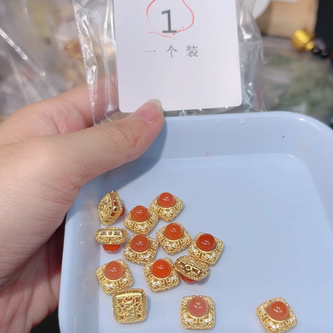 水晶珠宝半成品银S925镀金镶嵌1