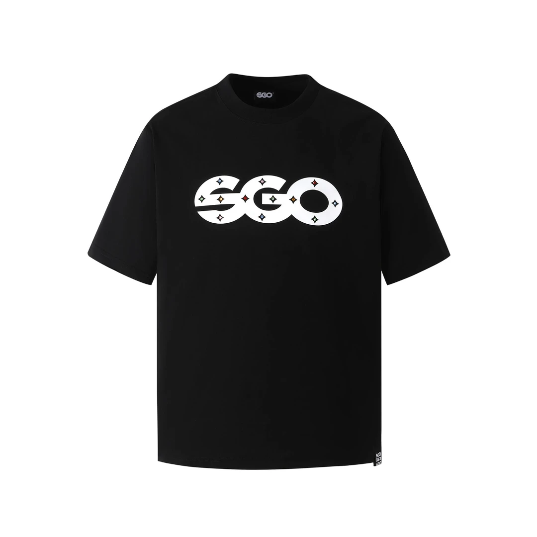 2025夏季新款阔版短袖T恤32支男女同款时尚百搭潮流镂空烫钻印花