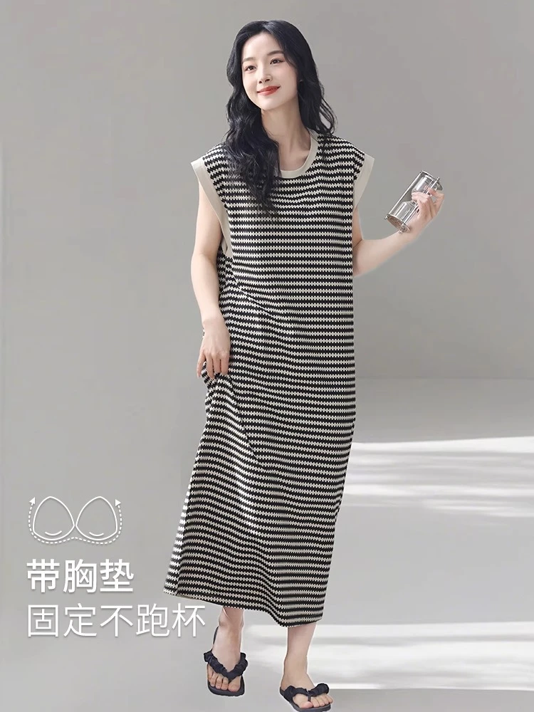 睡裙女款2025新款夏季带胸垫纯棉背心吊带夏天简素性感睡衣女款夏