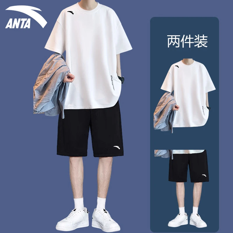 安踏薄款短袖速干短裤男士夏季潮流休闲百搭港风青少年学生运动服