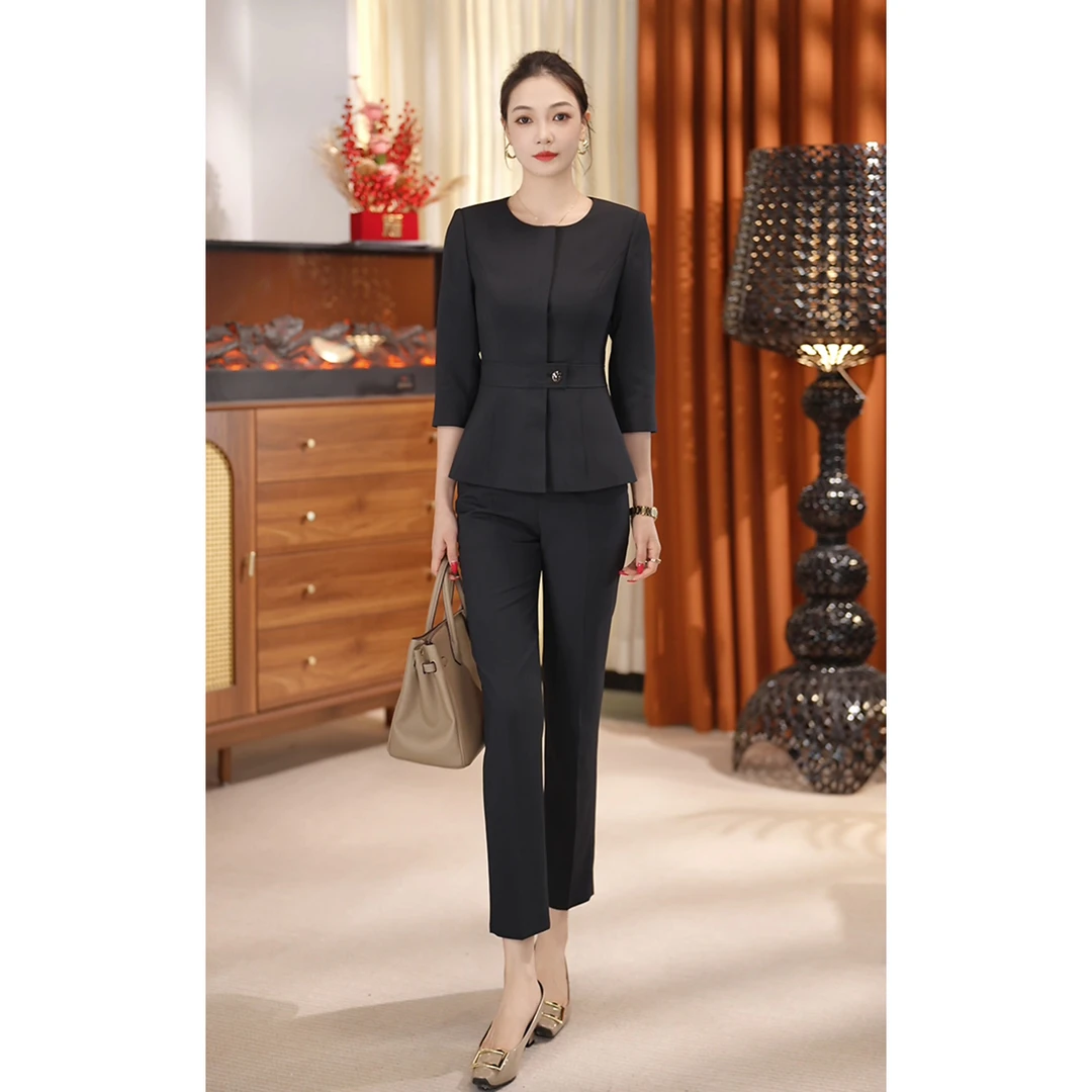 2025夏新款薄款凉感七分袖西装套装女气质显瘦时尚通勤套装裤子裙