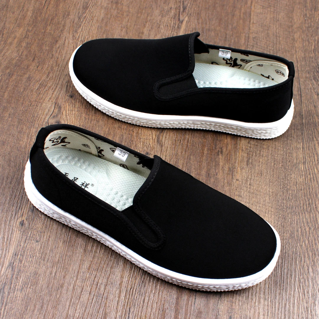 2025新款秋季老北京布鞋男士手工超轻软底透气一脚蹬耐磨工地休闲