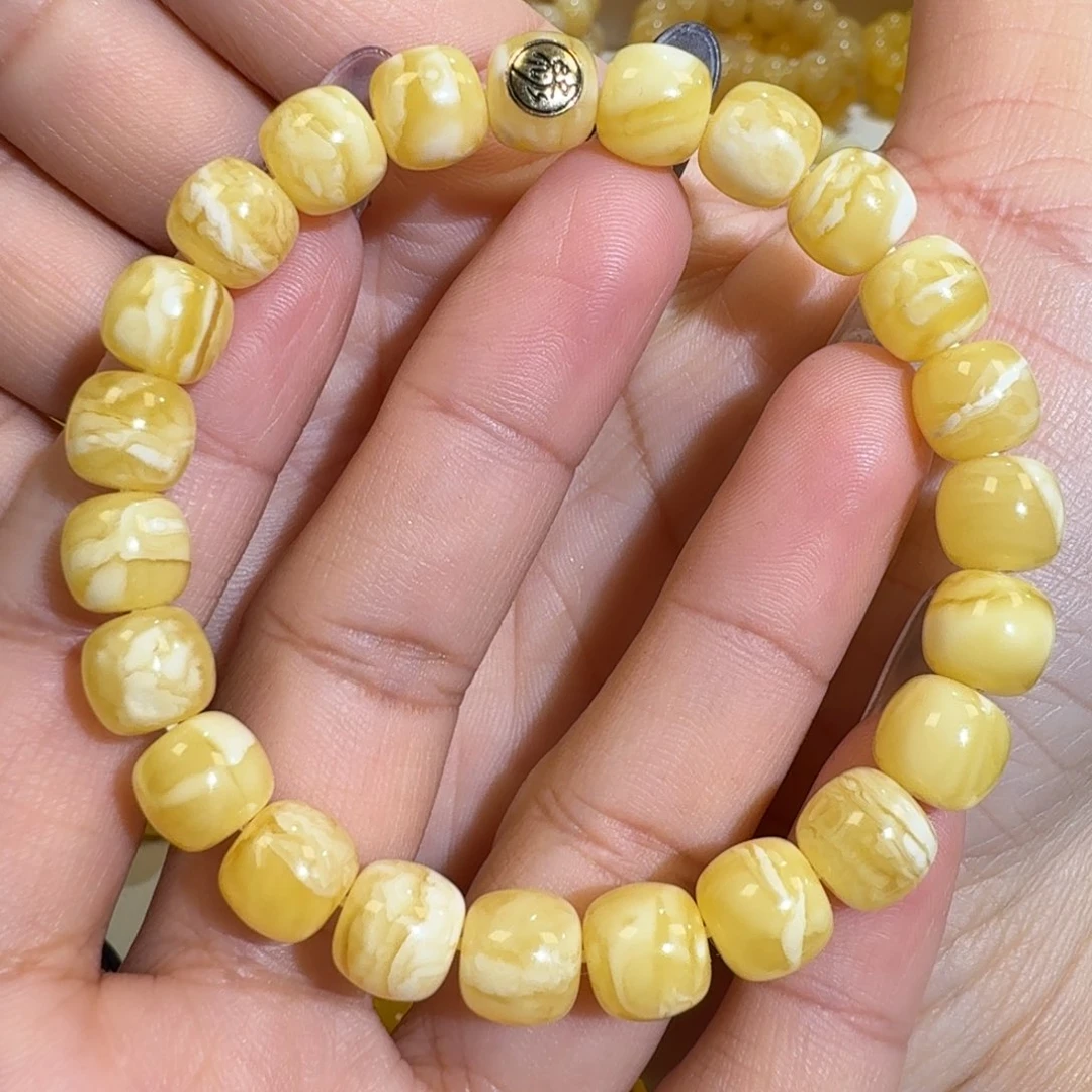 琥珀未镶嵌珠宝奇石9m精工老型花蜡手串10.4