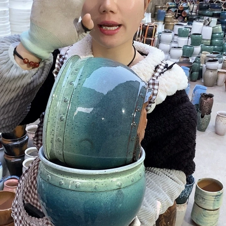 红泥花盆瑕疵口21高17