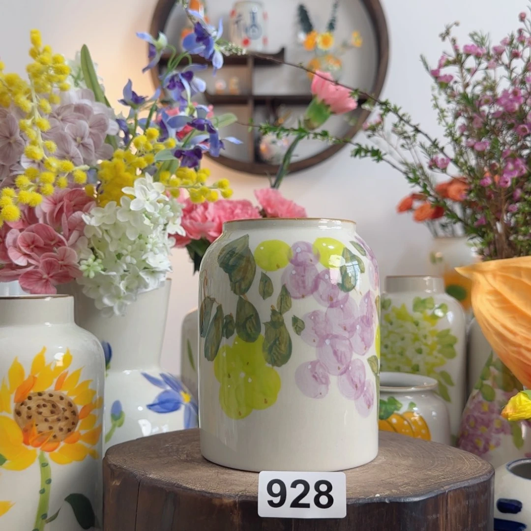 摆件景德镇陶瓷手绘小花瓶摆件无孔