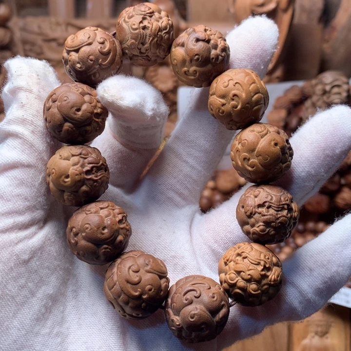 檀香木手串/手链老山檀香貔貅瑕