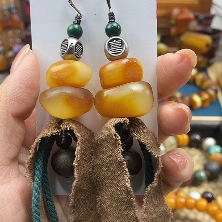 蜜蜡未镶嵌耳饰耳饰