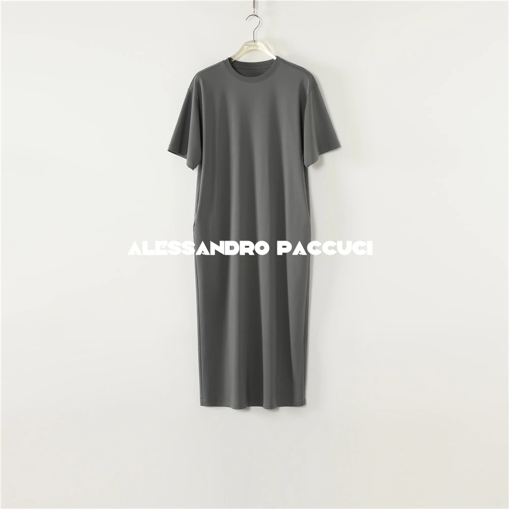 AP洛哥52050LL液氨100棉圆领极简做旧复古风时尚气质连衣裙